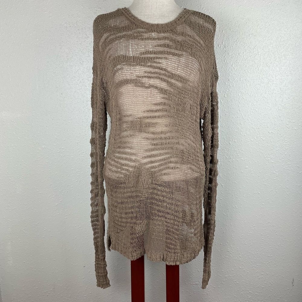 Nine West Vintage America Collection Brown Loose Knit Sweater Top Size XS EUC